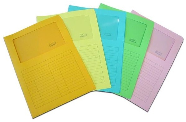 Blasetti Sintex Cartelline Portadocumenti con Finestra Verde A4 - 120 g/m², Confezione da 50 Pezzi, Aperte su Due Lati