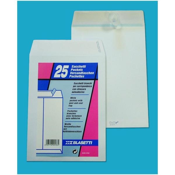 Blasetti Mailpack Busta a Sacco Bianca 19 x 26 cm 80 gr con Lembo Adesivo - Conf. 100 Pezzi