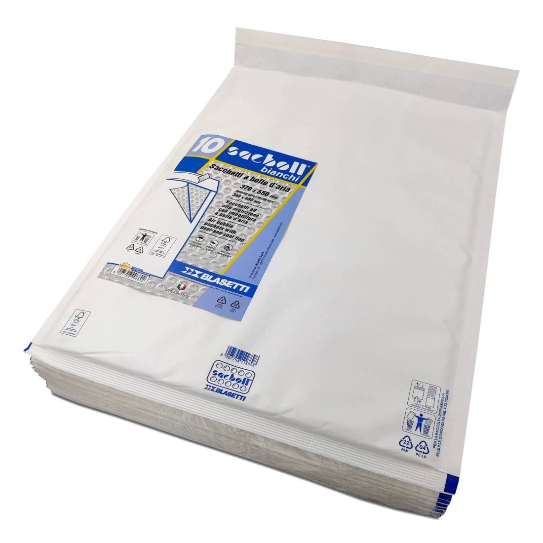 Blasetti Buste Imbottite SACBOLL K - 37 x 55 cm - Carta Bianca Certificata FSC - Confezione da 10 Pezzi