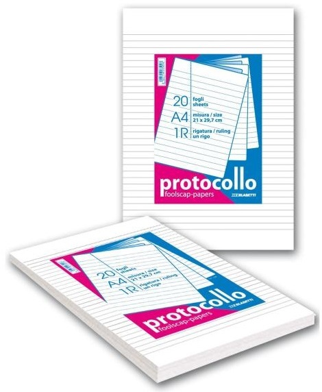 Blasetti Fogli Protocollo A4 - 60 g/m² - Rigatura 4M - Senza Margini - Risma da 200 Fogli