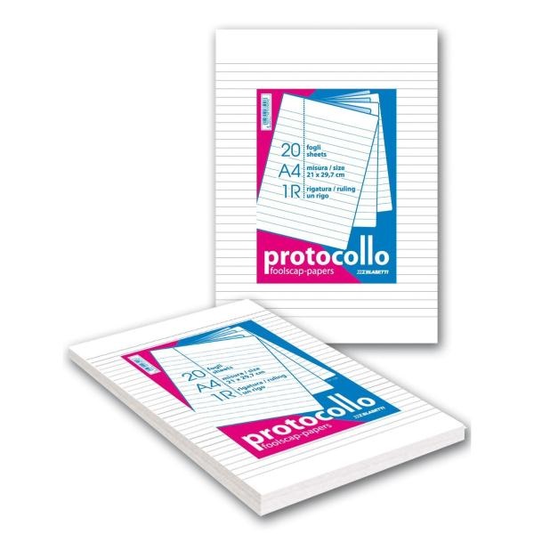 Blasetti 1283 Fogli Protocollo A4 - 60 g/m² - Risma da 200 fogli - Rigatura Uso Bollo - Senza Margini