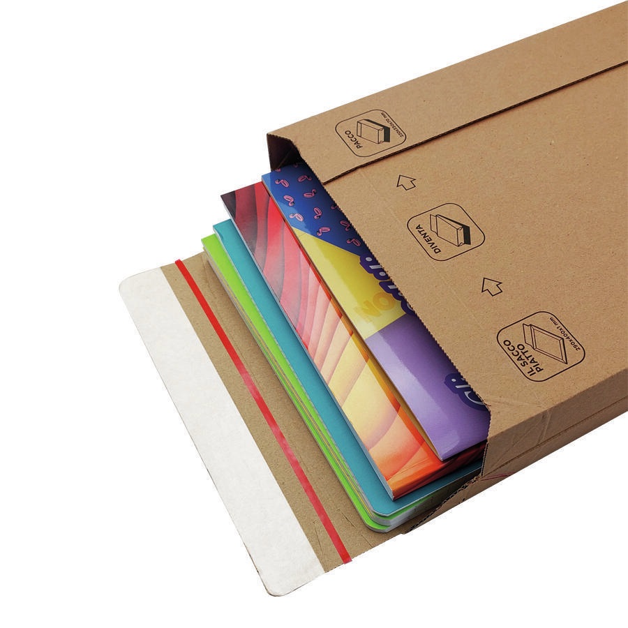 BLASETTI Sacchetti E-commerce Pack - 25 x 36 x 6 cm - Cartone Microonda Avana - Conf. 25 Pezzi - Chiusura Adesiva e Sistema di Apertura Facilitata