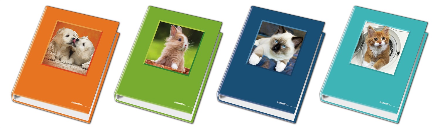 Blasetti Raccoglitore ad Anelli 4 Anelli Ø 30 mm - 26x32 cm per Fogli A4 - Fantasie Assortite Cuccioli