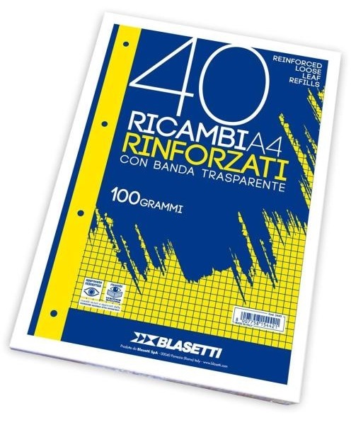 Blasetti 5440 Ricambi A4 Righe B 100 g/m² - 40 Fogli in Carta Rinforzata Antistrappo