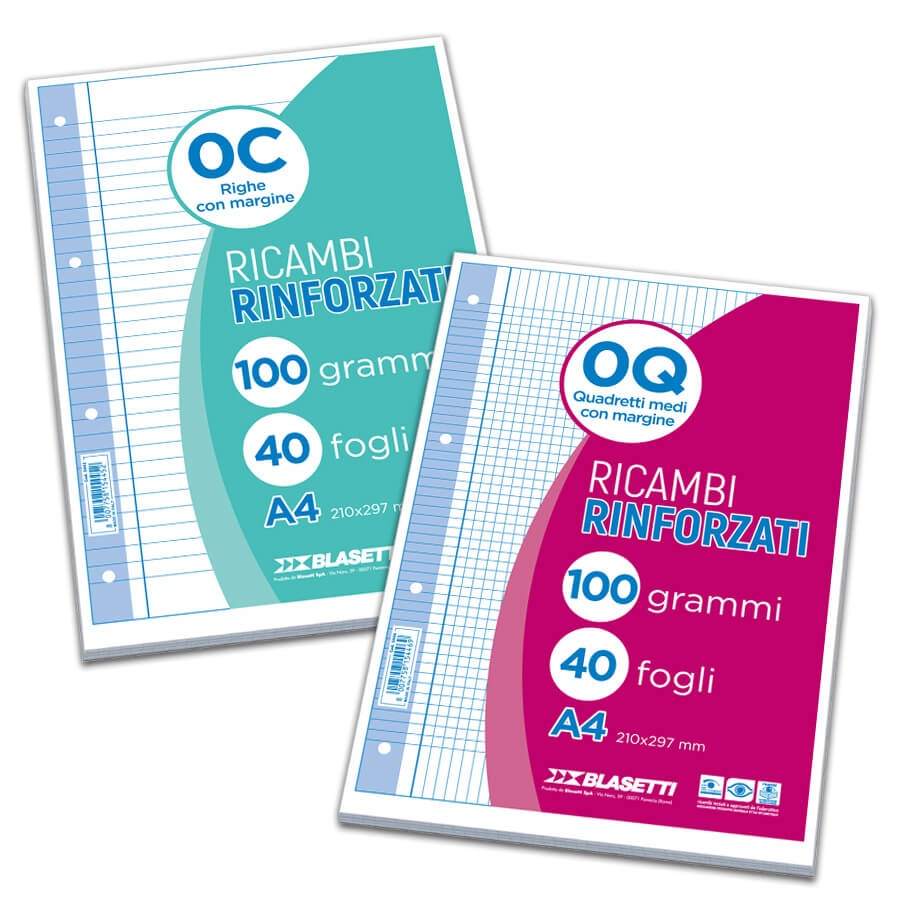 Blasetti 5444 Carta Millimetrata A4 100 g/m² - 40 Fogli - Ricambi Rinforzati in PVC Antistrappo