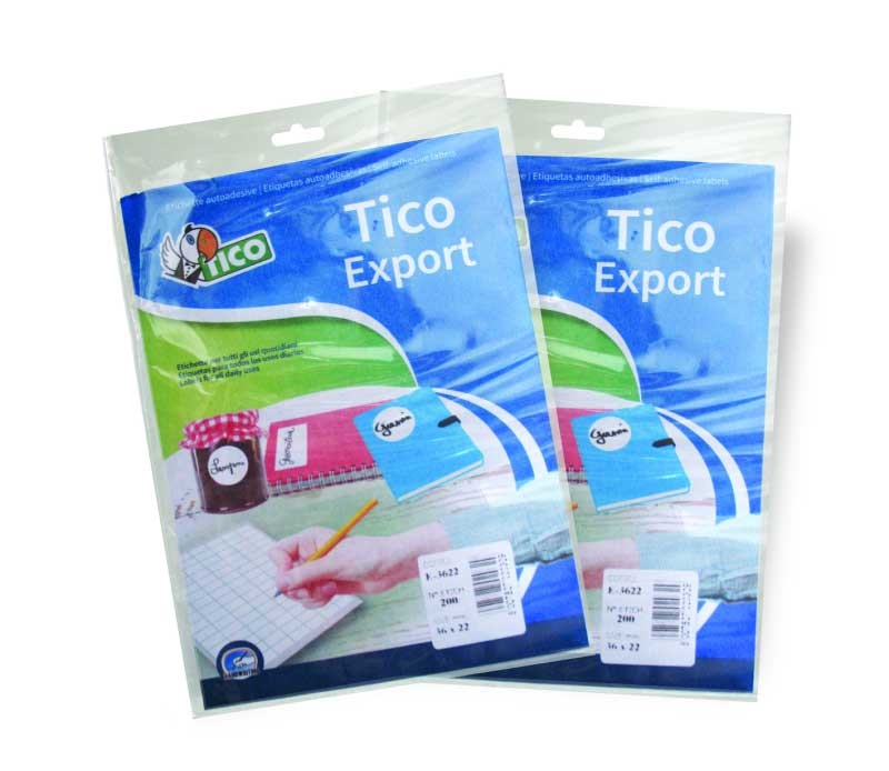 Tico Etichette Bianche Scrivibili a Mano E-3610 - 36x10 mm, 400 pz, Collante Permanente, Bustina da 10 Fogli