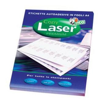 Tico Etichette Adesive Trasparenti in Poliestere - A4 210x297mm - 100 Fogli - Adesivo Permanente - Compatibili con Stampanti Laser