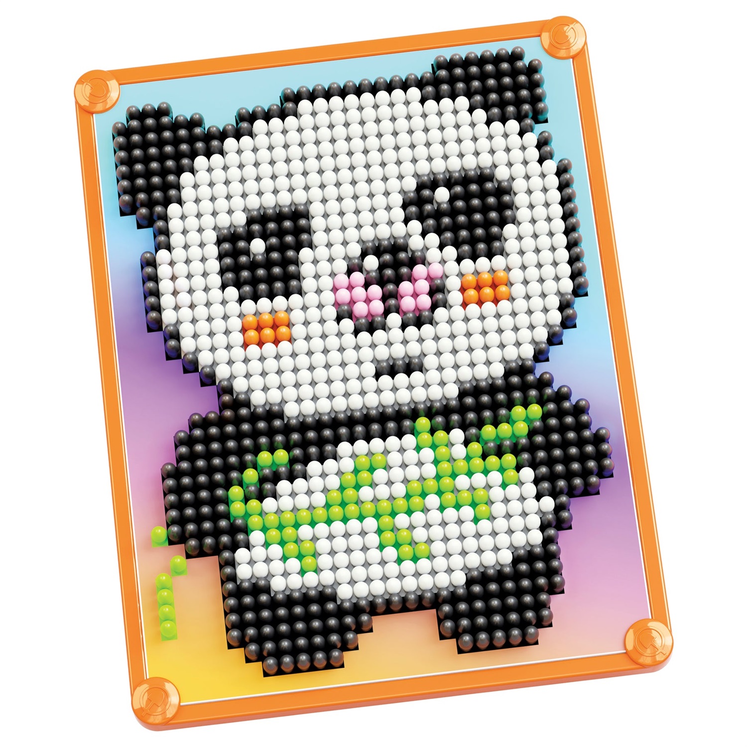 Quercetti Pixel Art Basic Panda - Giocattolo Educativo con 943 Chiodini Colorati, Tavoletta e Cornice Inclusi