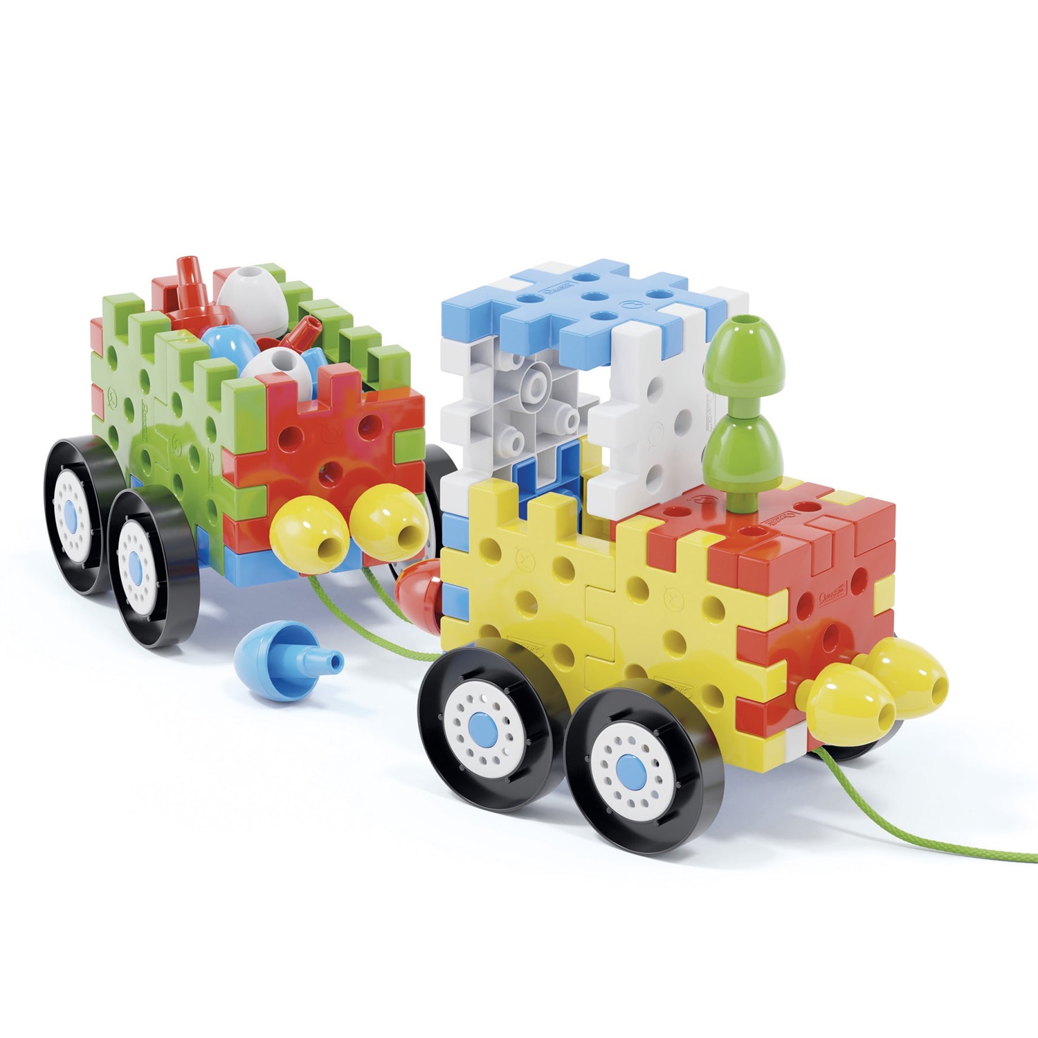 Quercetti Jumbo Peggy Vehicles - Gioco di Costruzioni Creativo per Bambini con Piastre, Chiodoni e Targhe Colorate