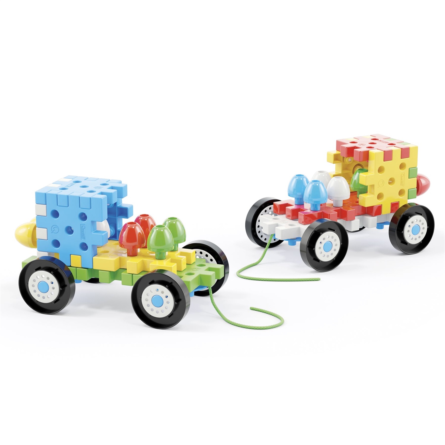 Quercetti Jumbo Peggy Vehicles - Gioco di Costruzioni Creativo per Bambini con Piastre, Chiodoni e Targhe Colorate