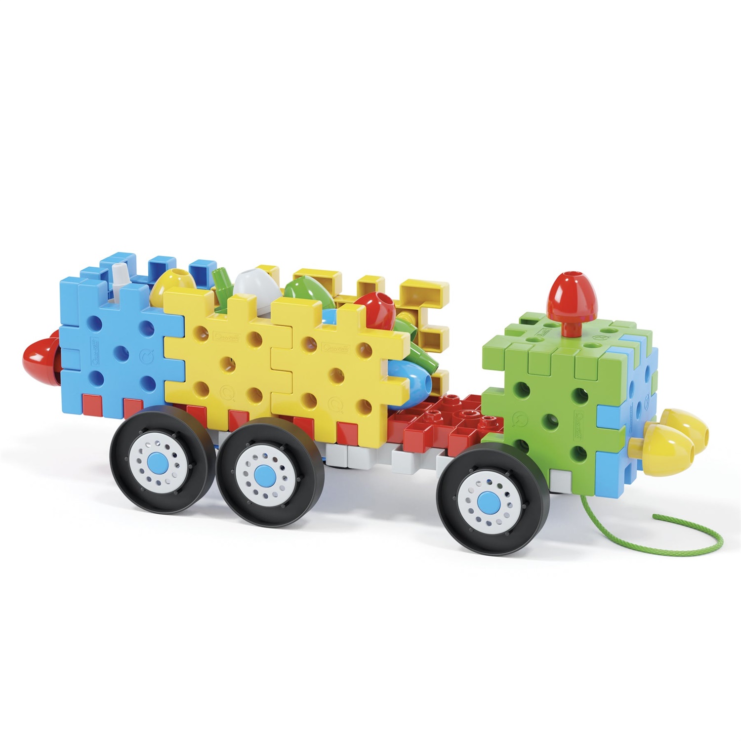Quercetti Jumbo Peggy Vehicles - Gioco di Costruzioni Creativo per Bambini con Piastre, Chiodoni e Targhe Colorate