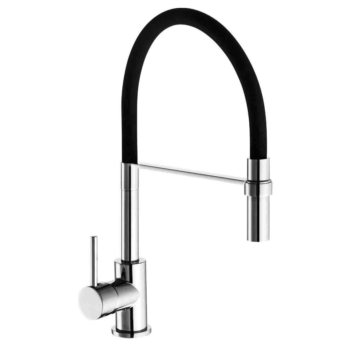 IDRO-BRIC Miscelatore Lavello Winter Bocca Alta con Doccia Estraibile Nero Diam. 35 mm