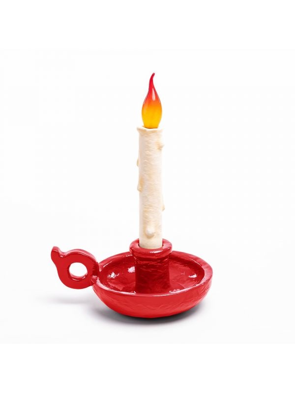 Seletti Bugia Lampada senza fili ricaricabile Rosso in Resina - Ø 22 x H 31 cm, Dimmerabile, con Cavo USB