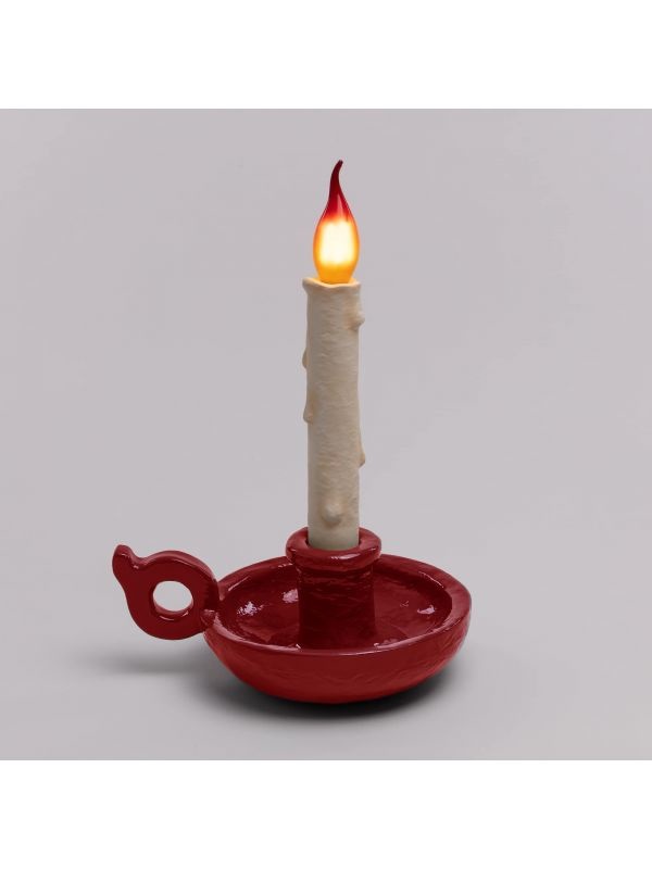 Seletti Bugia Lampada senza fili ricaricabile Rosso in Resina - Ø 22 x H 31 cm, Dimmerabile, con Cavo USB