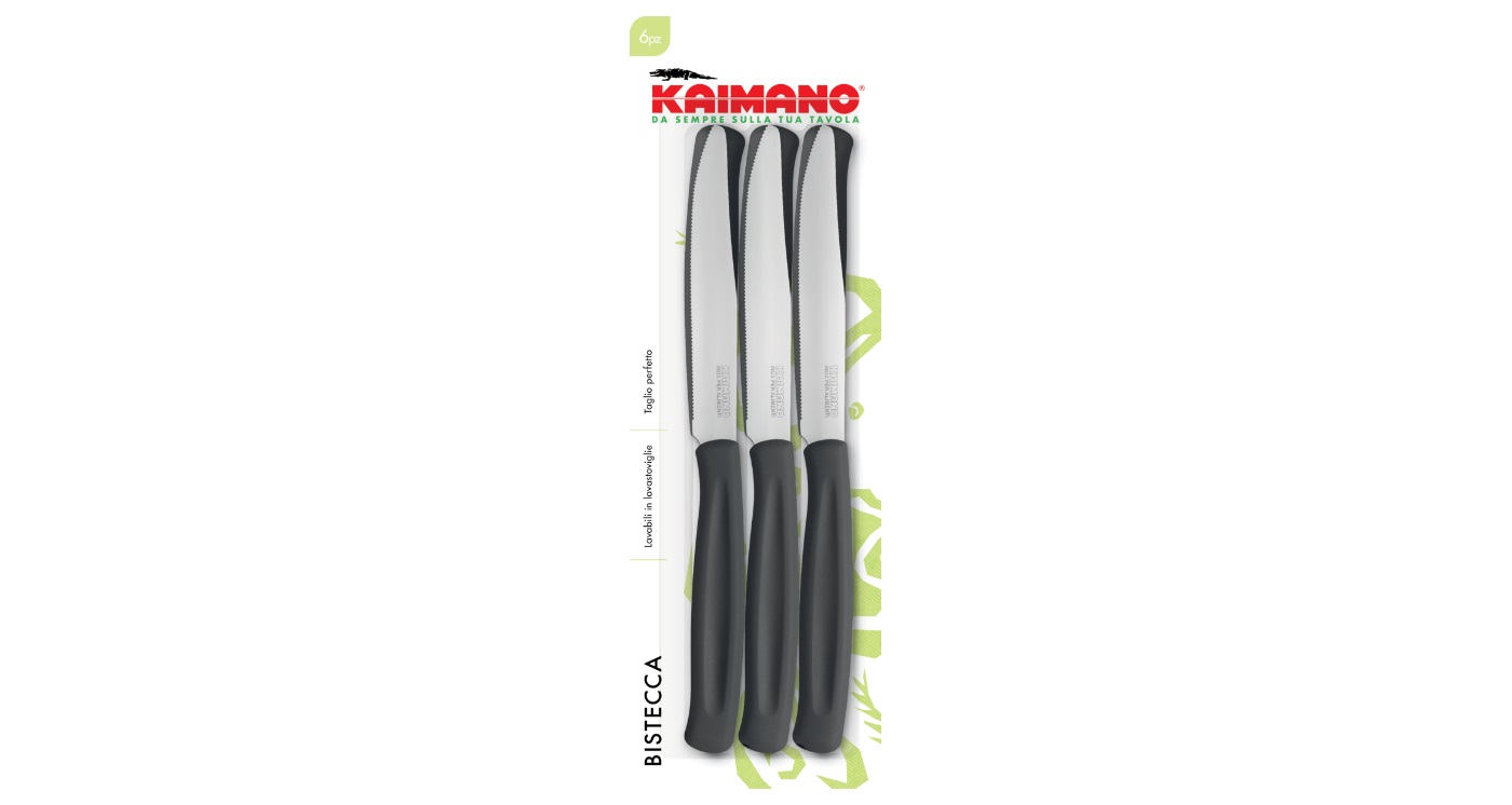 Kaimano Coltello da Bistecca Dinamik - Set di 6 Pezzi in Nero e Rame, Design Moderno