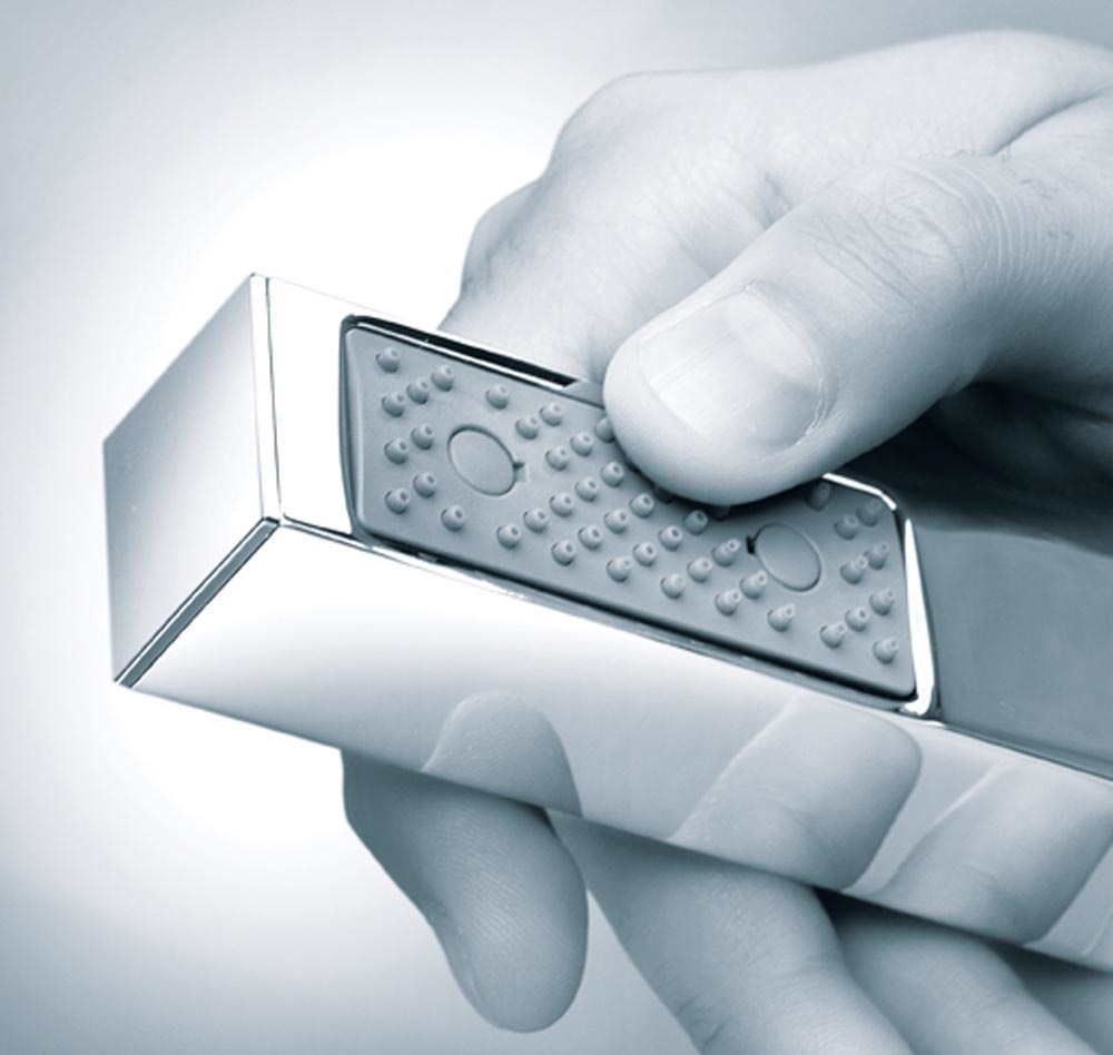 Bossini Doccetta a Mano Cube in Ottone Cromato con Getto Rain e Funzione Anticalcare