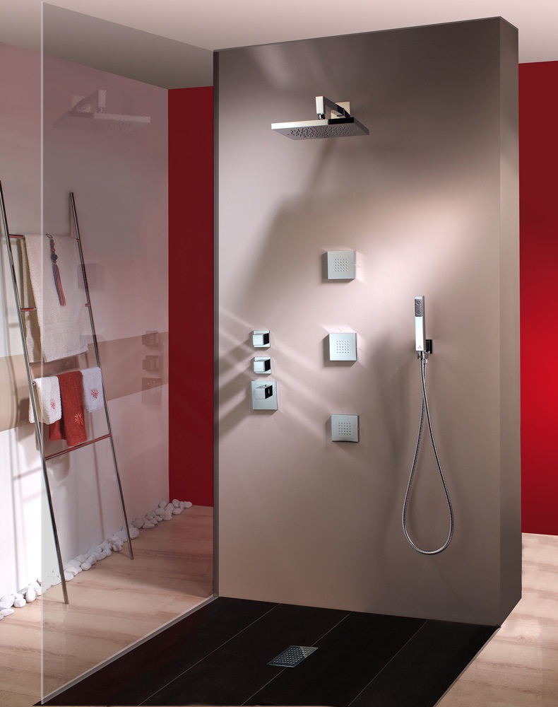 Bossini Doccetta a Mano Cube in Ottone Cromato con Getto Rain e Funzione Anticalcare