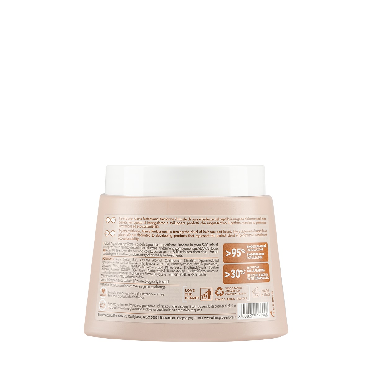 Alama Professional Hydra Maschera Idratante 500ml per Capelli Secchi con Olio di Argan - Nutriente e Setificante