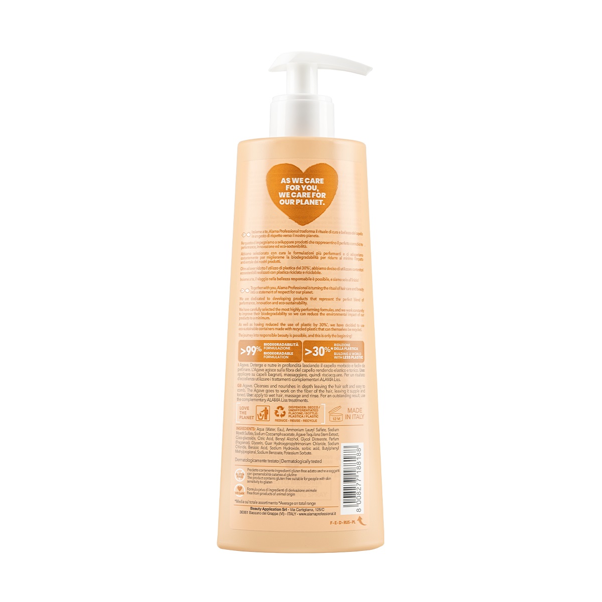 PETTENON COSMETICS SpA Alama Liss Shampoo Lisciante 500 ml - Per Capelli Lisci e Setosi con Agave
