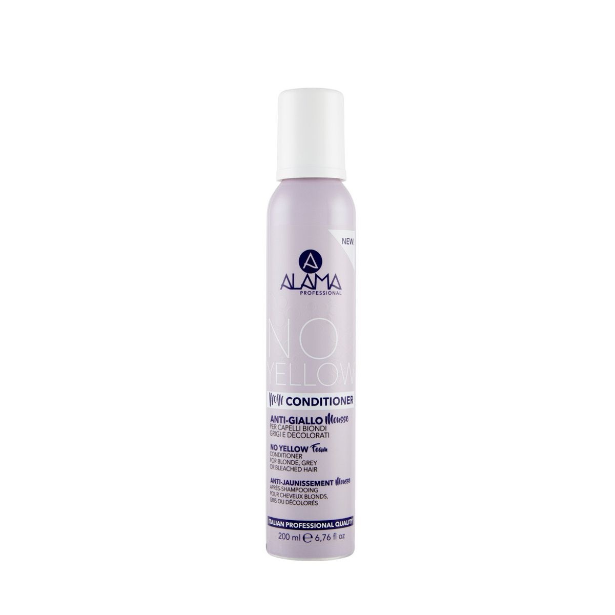 Alama Professional No Yellow WOW Conditioner Mousse Antigiallo per Capelli Biondi e Grigi, 200 ml - Con Pigmento Viola, Senza SLES e Solfati
