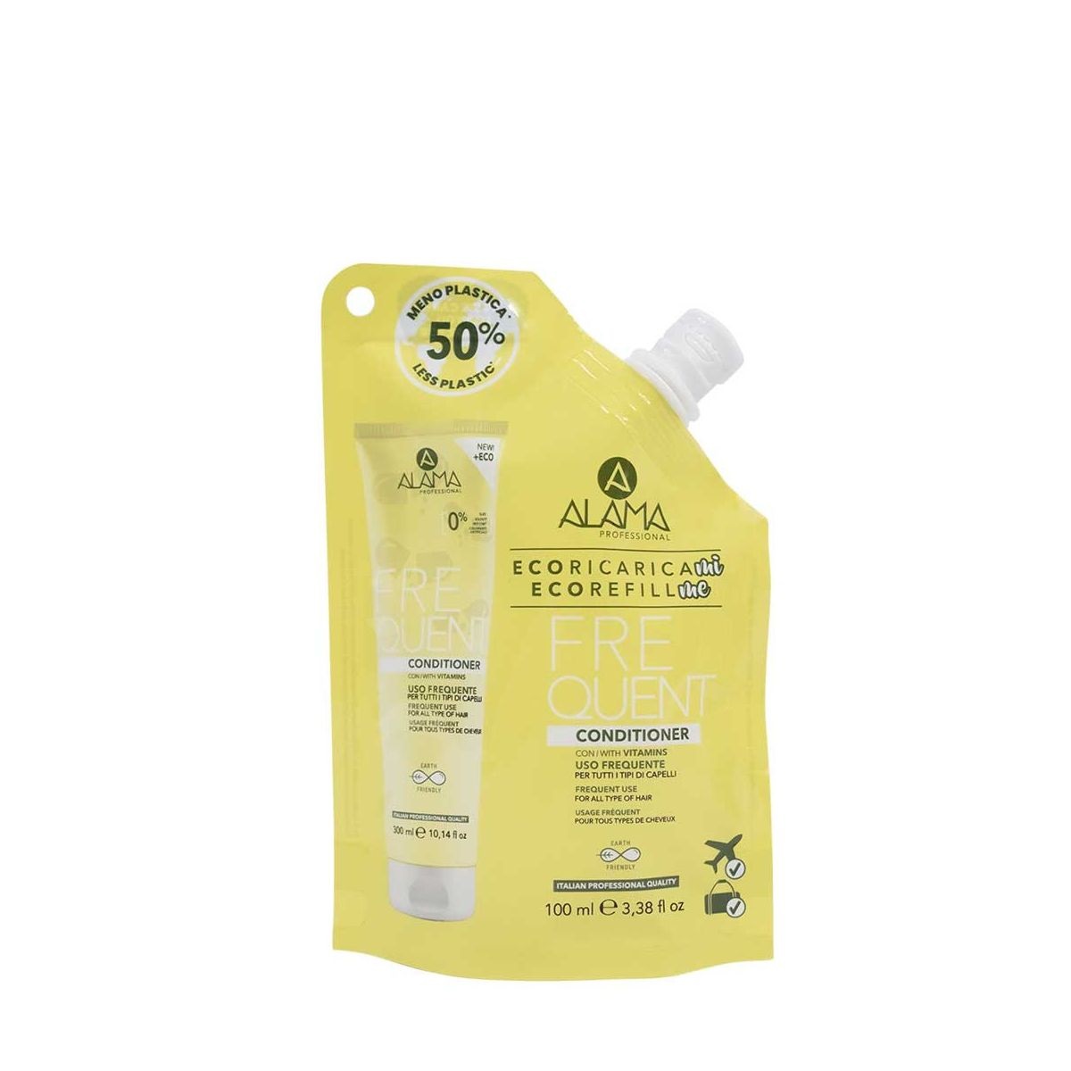 Alama Professional Eco Refill Conditioner Uso Frequente 100ml - Balsamo Nutriente per Tutti i Tipi di Capelli con Vitamine, 90% Ingredienti Naturali, Vegan