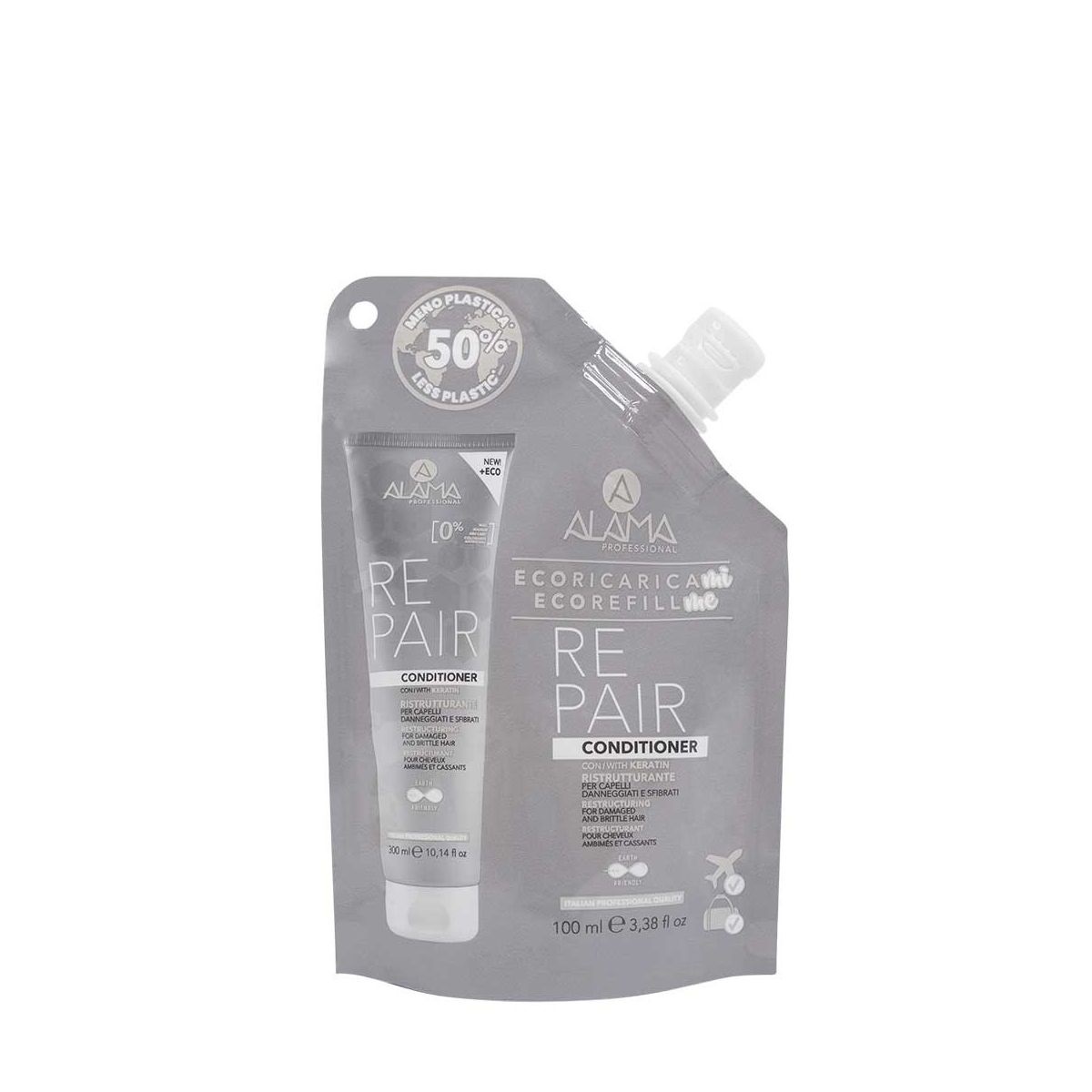 Alama Repair Conditioner Ristrutturante Eco Refill 100ml - Per Capelli Danneggiati e Sfibrati con Cheratina