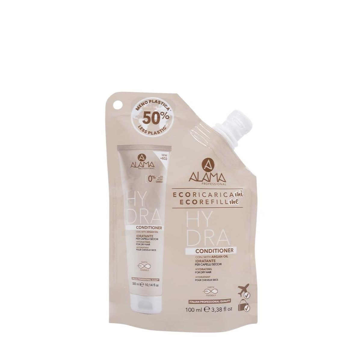 Alama Conditioner Idratante Eco Refill 100ml - Idratante e Districante con Olio di Argan per Capelli Secchi e Opachi