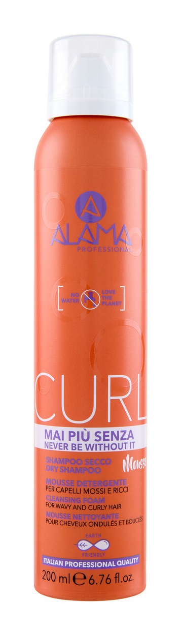 Alama Shampoo Secco Mousse 200ml per Capelli Ricci - Effetto Volumizzante e Idratante