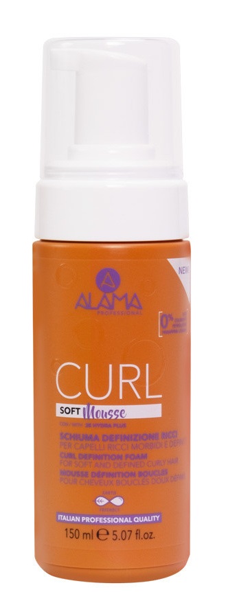 Alama Curl Soft Mousse - Schiuma Definizione Ricci 150 ml, Formula No Gas, Idratante con Eritritolo e Olio di Oliva