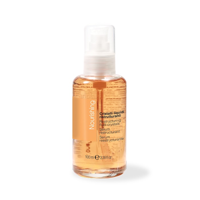 Fanola Nourishing Restructuring Fluid Crystals Siero per Capelli 100 ml - Nutrimento Intenso e Lucentezza per Capelli Secchi e Danneggiati