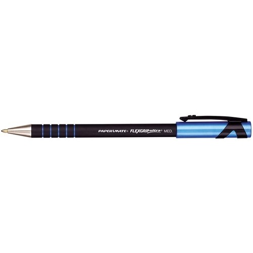 Papermate Flexgrip Ultra Penna a Sfera 1,0 mm Blu - Corpo Gommato con Impugnatura Antiscivolo - Conf. 12 Pezzi
