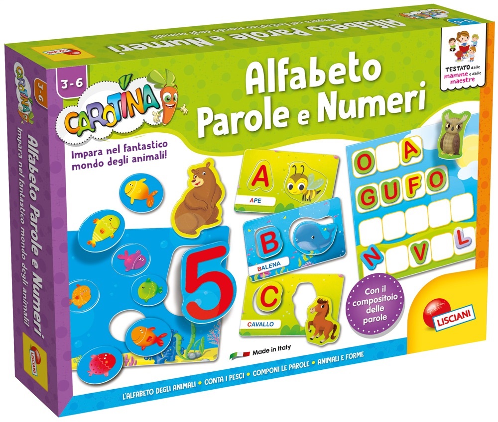 Lisciani Giochi 60184 - Gioco Carotina Maxi Alfabeto Parole e Numeri, Interattivo, Multicolore, Educativo per Bambini