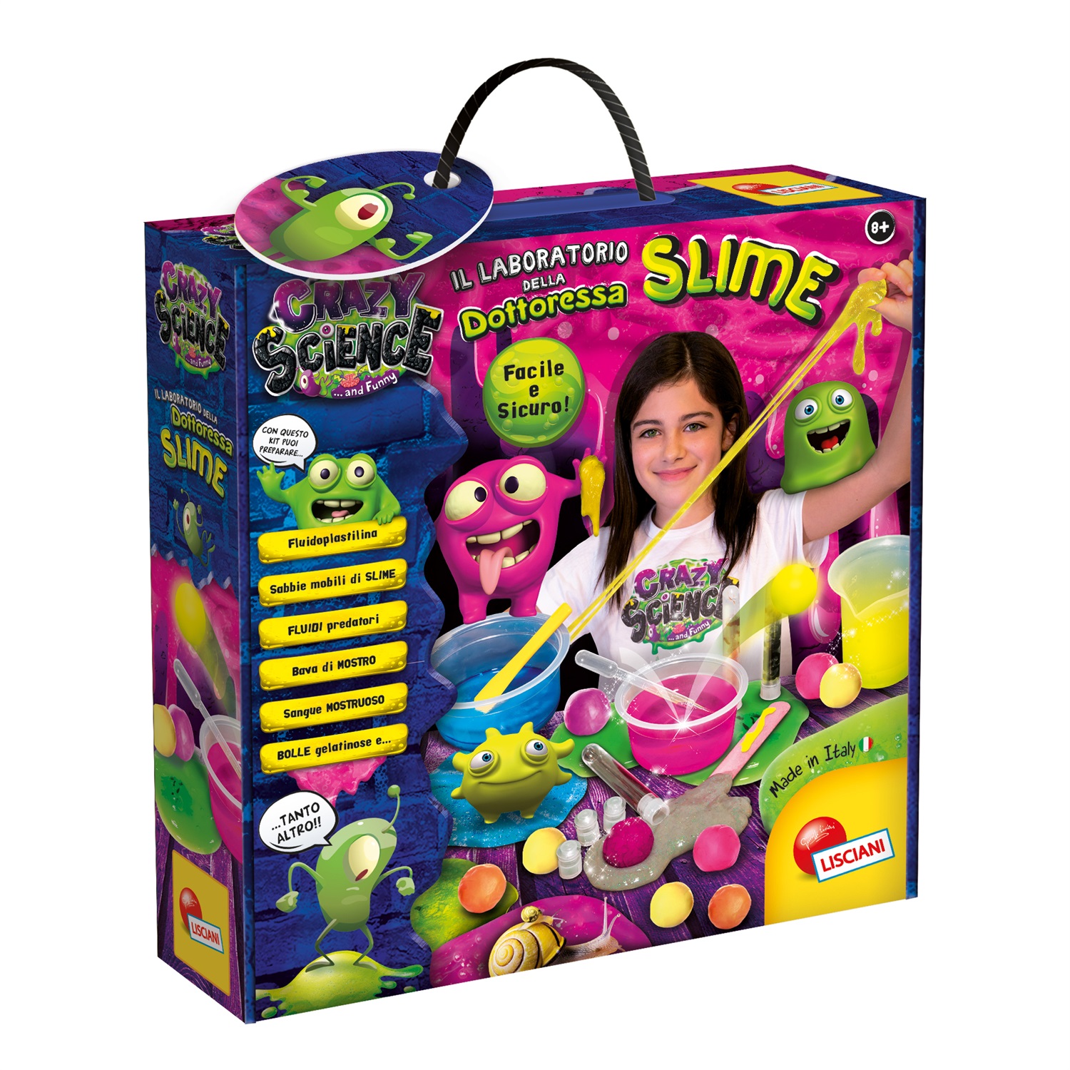 Lisciani Giochi Crazy Science Laboratorio della Dottoressa Slime - Kit Scientifico Multicolore per Esperimenti di Slime e Fluidi Non Newtoniani