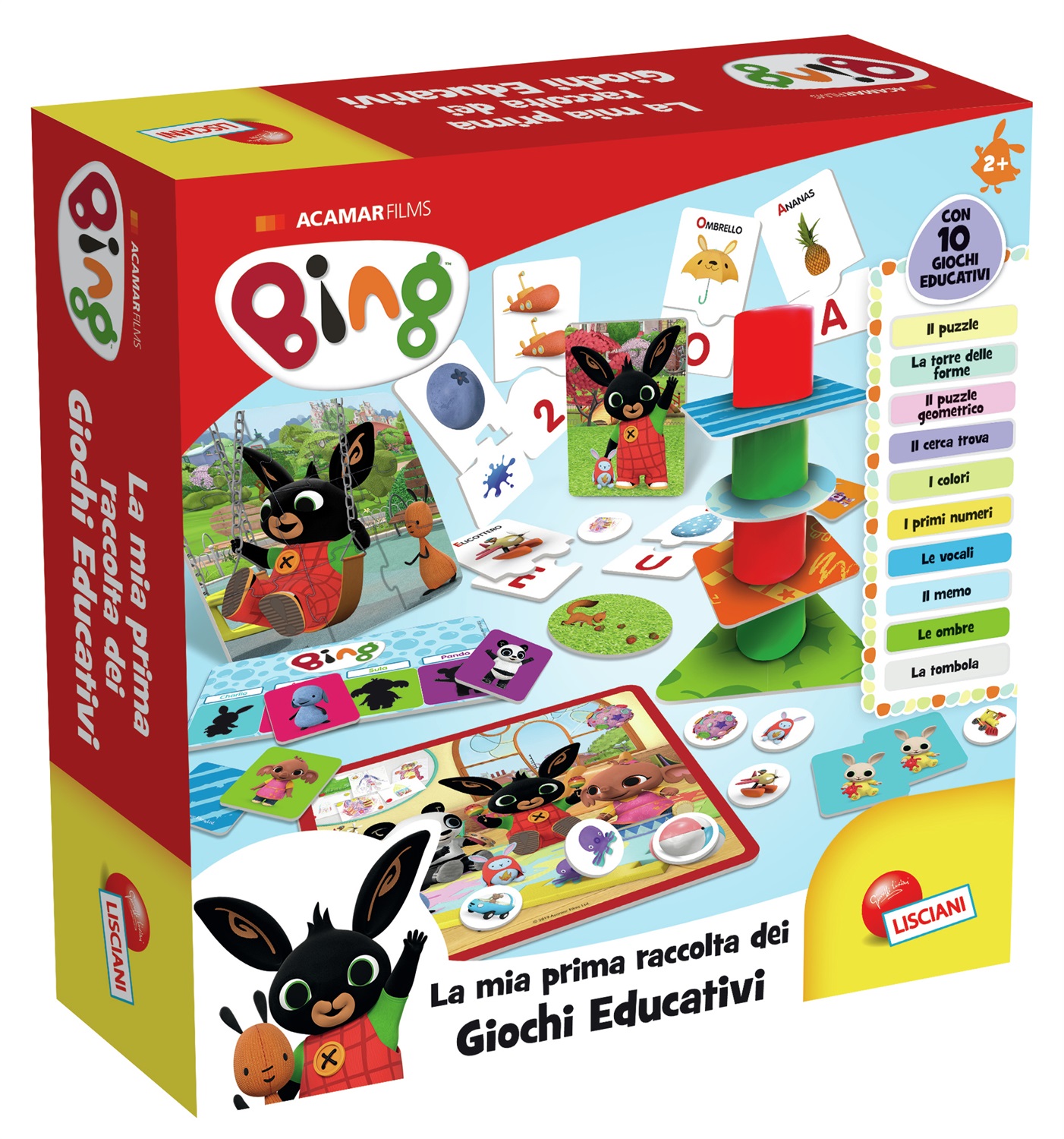Lisciani Bing Raccolta Giochi Educativi Baby - Giochi in Cartone Resistente con Puzzle, Logica, Primi Numeri e Vocali per Bambini