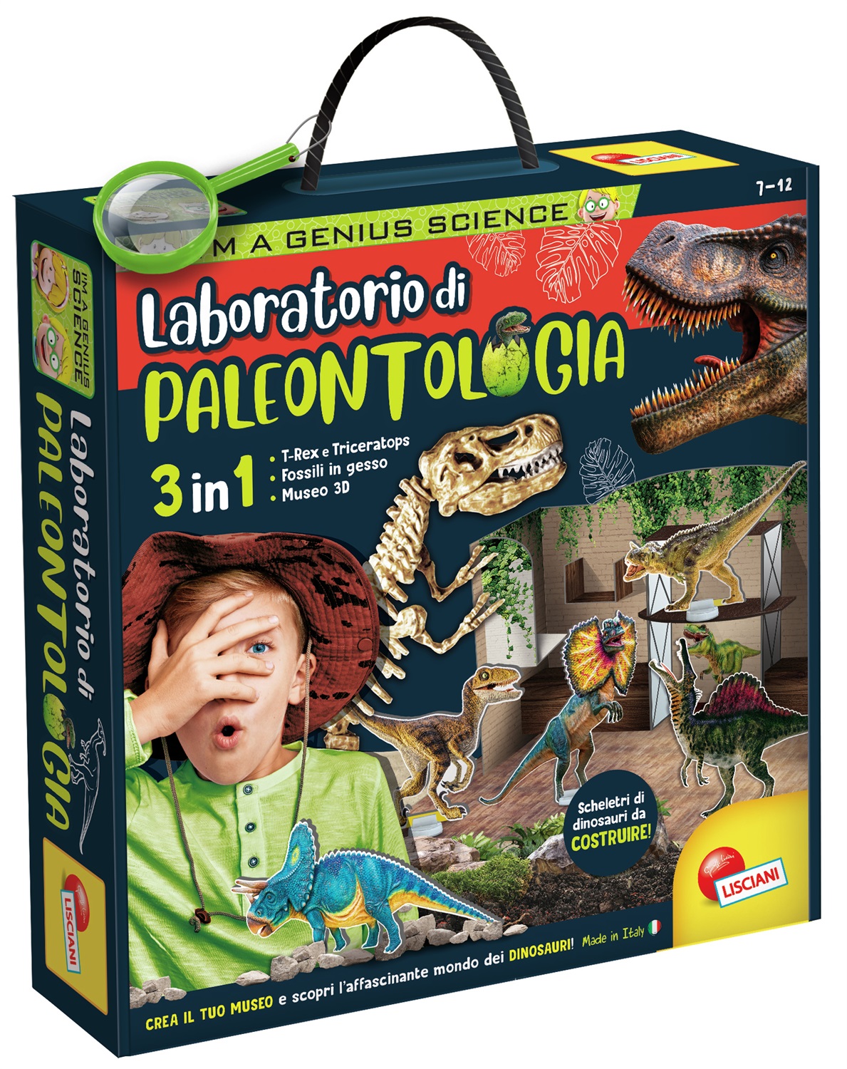 Lisciani Giochi - I'm a Genius Laboratorio di Paleontologia: Crea il tuo museo 3D, costruisci scheletri di dinosauro e scopri il mondo dei dinosauri!