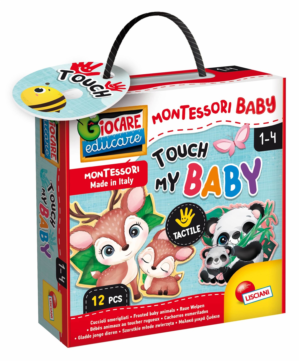 Lisciani Montessori Baby Touch My Baby - Gioco Educativo con Cuccioli Smerigliati per Sviluppo Sensoriale e Tattile, Made in Italy, 6 Associazioni da Due Pezzi