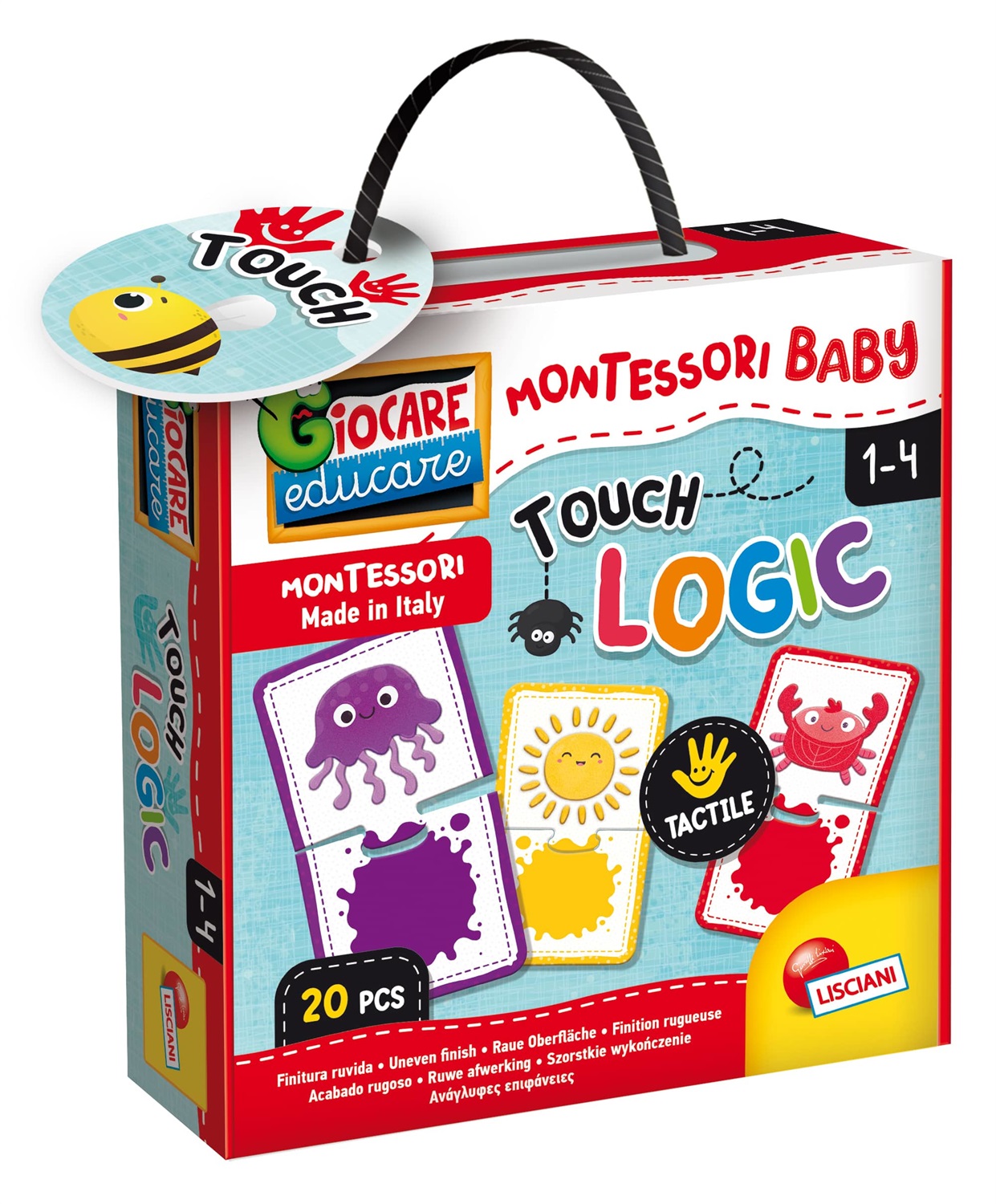 Lisciani Montessori Baby Touch Logic - Gioco Educativo per Sviluppo Sensoriale, 10 Associazioni Logiche, Finitura Ruvida, Età 1-4