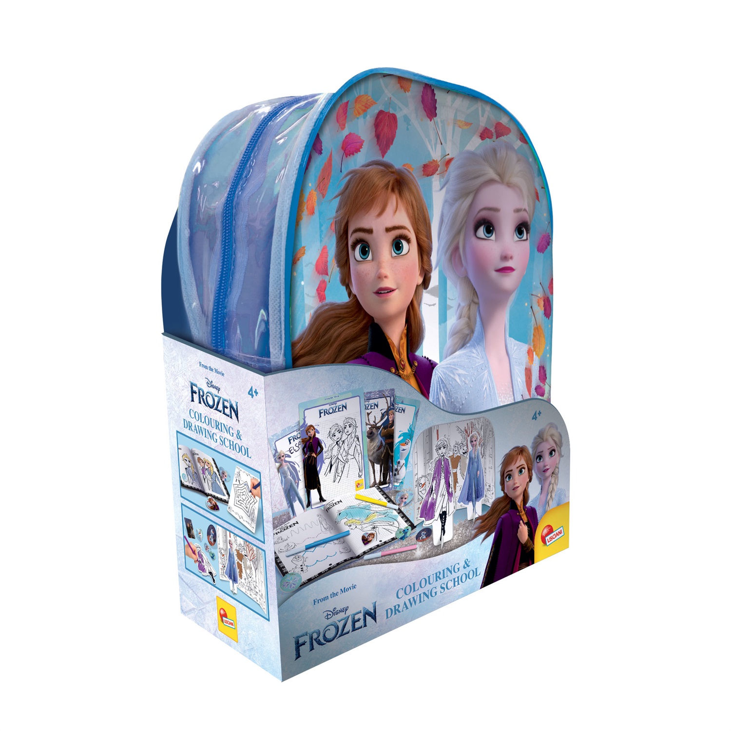 Lisciani 92925 Zainetto Multicolore Frozen Coloring e Drawing School con Lavagnette e Pennarelli