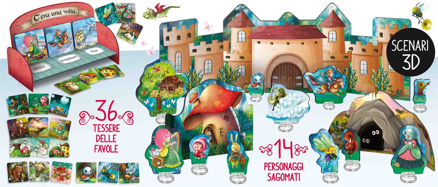Lisciani Montessori L'Inventafavole Del Mondo Fantastico - Gioco Creativo con Compositoio, 15 Elementi Sagomati e 36 Cards
