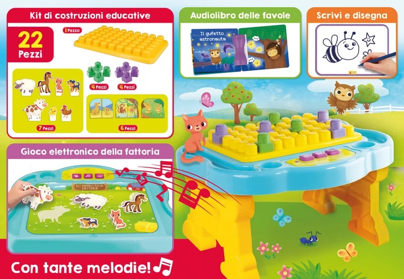 Lisciani Carotina Baby Banchetto Elettronico Consolle Educativa per Bambini 1-4 Anni con Kit Costruzioni e Audiolibro