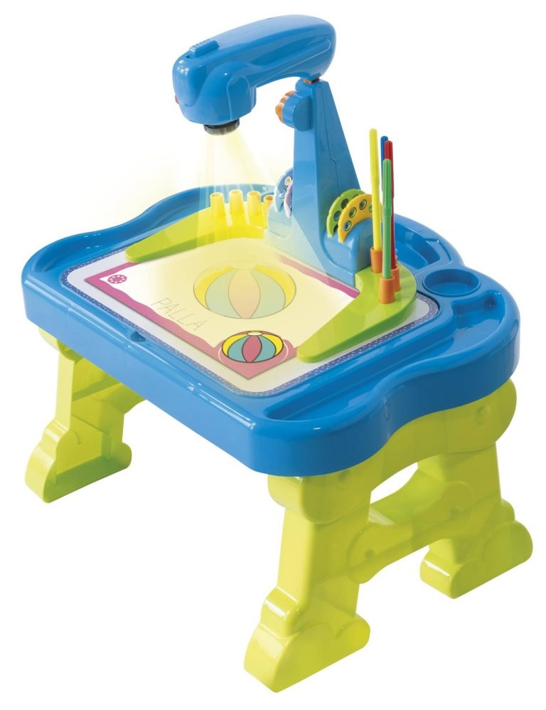 Lisciani Carotina Banchetto Proiettore LED - Gioco Educativo con Tavolo, Proiettore, Lavagna e Pennarelli per Bambini 3-6 Anni
