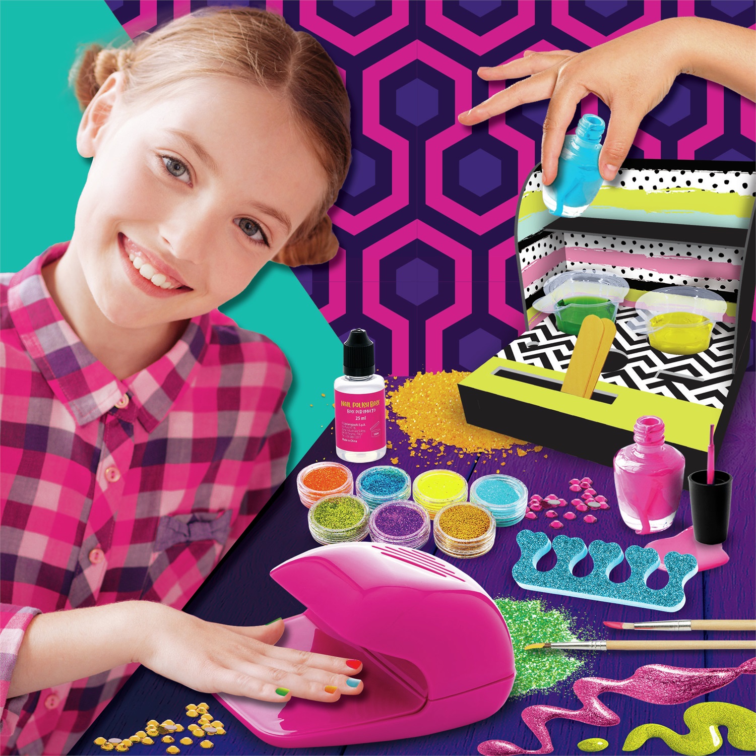 Lisciani I'm A Genius Super Laboratorio di Smalti e Manicure - Kit Completo con Smalti Brillanti, Che Cambiano Colore e Brillano al Buio
