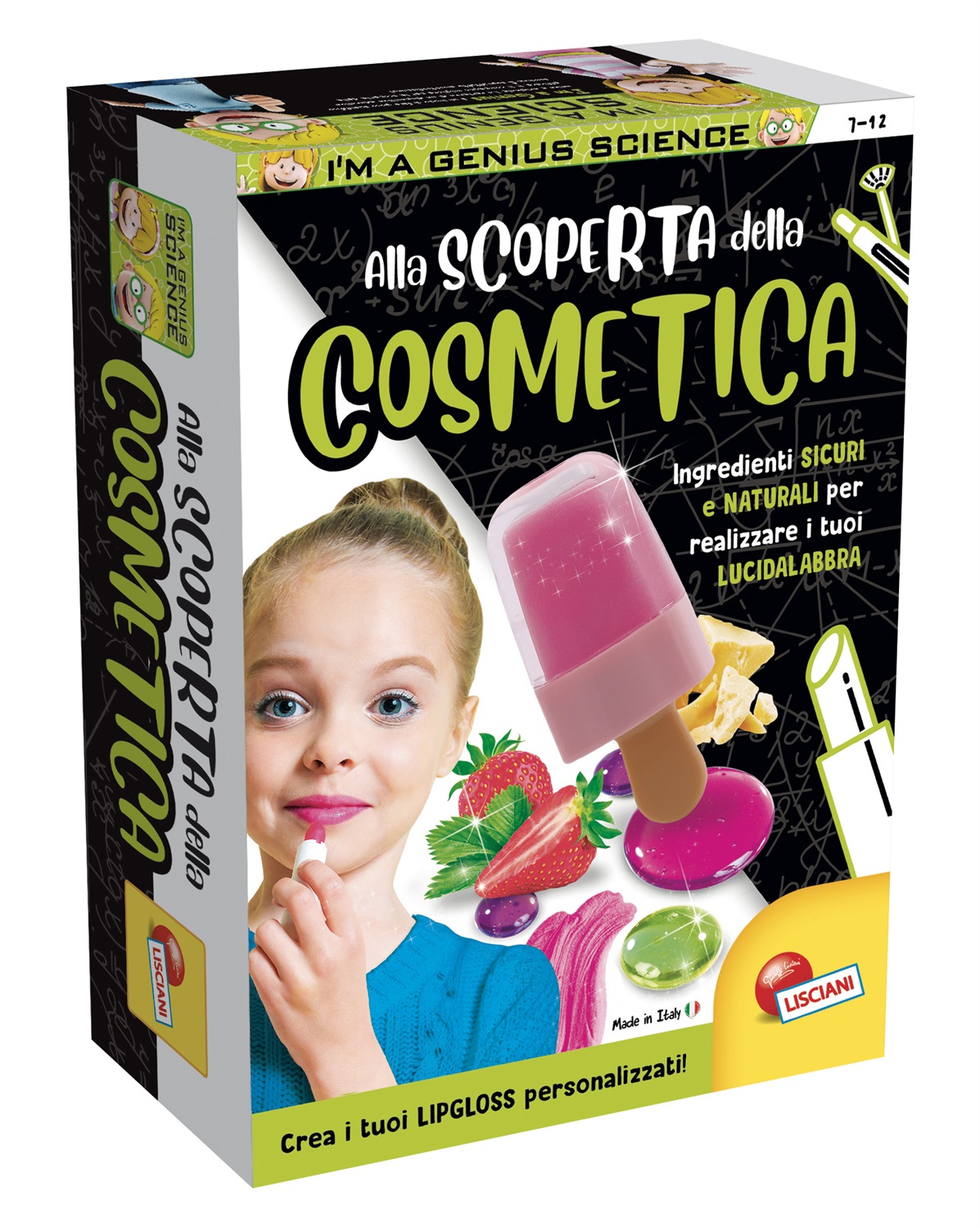 Lisciani I'm a Genius Scienza Pocket - Kit per Creare Lipgloss Colorati e Profumati con Contenitore a Forma di Ghiacciolo
