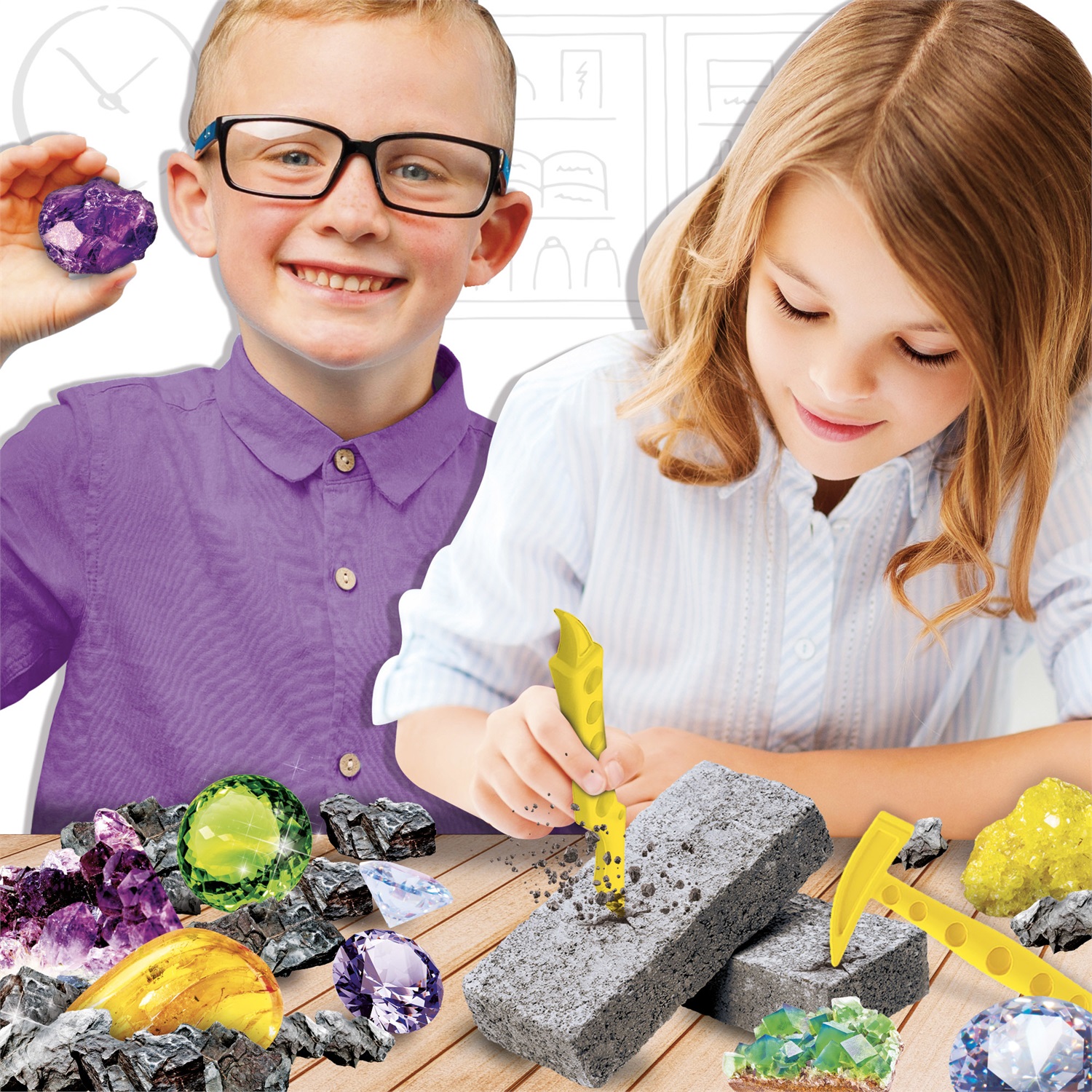 Lisciani I'm A Genius Scienza Pocket Gemme Da Tutto Il Mondo - Kit Scientifico per Scoprire Minerali e Gemme Preziose con Blocco da Scavare, Attrezzi e Poster Didattico