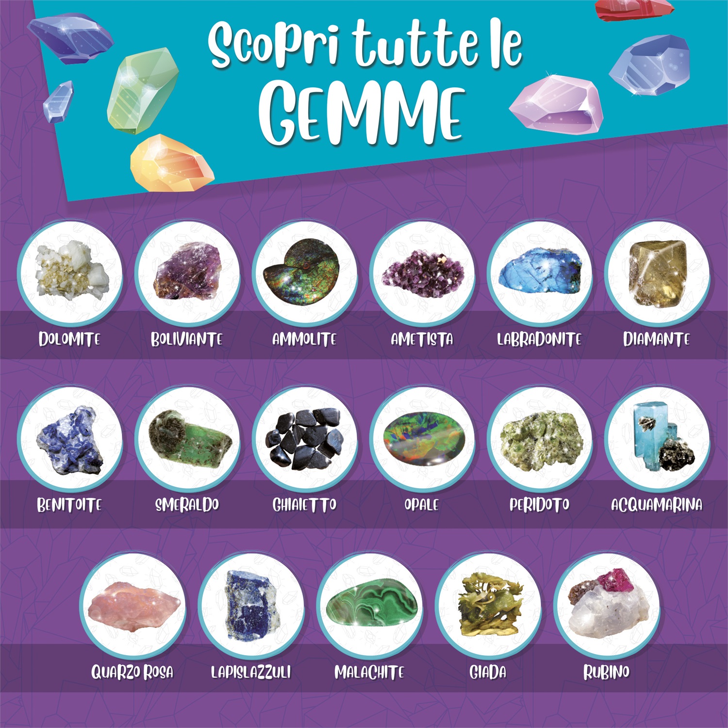 Lisciani I'm A Genius Scienza Pocket Gemme Da Tutto Il Mondo - Kit Scientifico per Scoprire Minerali e Gemme Preziose con Blocco da Scavare, Attrezzi e Poster Didattico