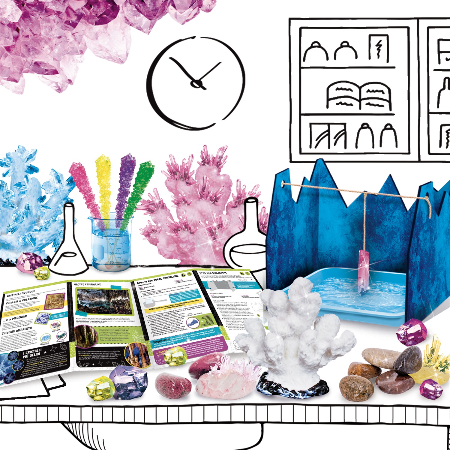 Lisciani I'm A Genius Scienza Pocket - Kit Scientifico per Creare Cristalli Colorati con Corallo Finto e Manuale Illustrato