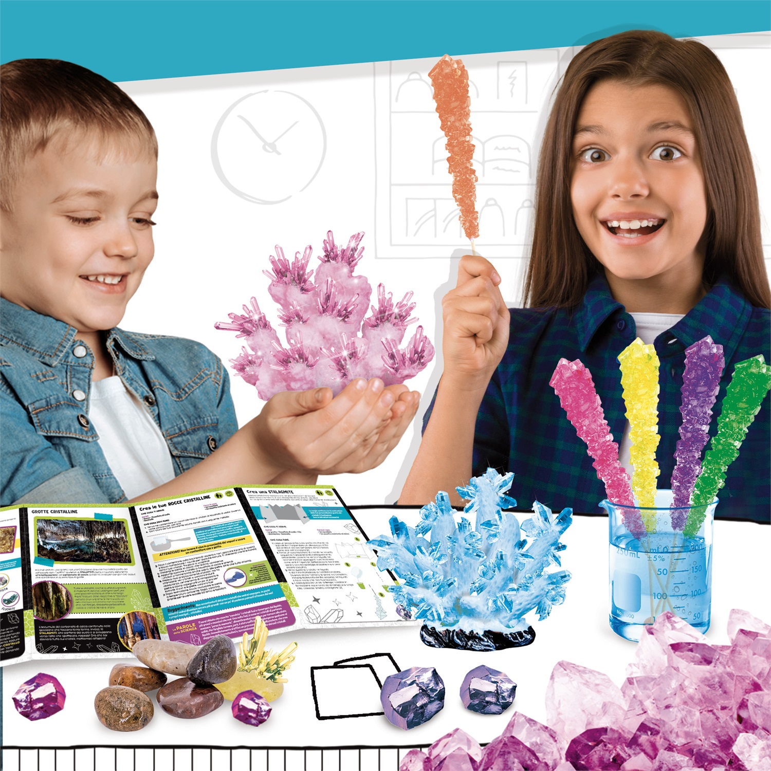 Lisciani I'm A Genius Scienza Pocket - Kit Scientifico per Creare Cristalli Colorati con Corallo Finto e Manuale Illustrato