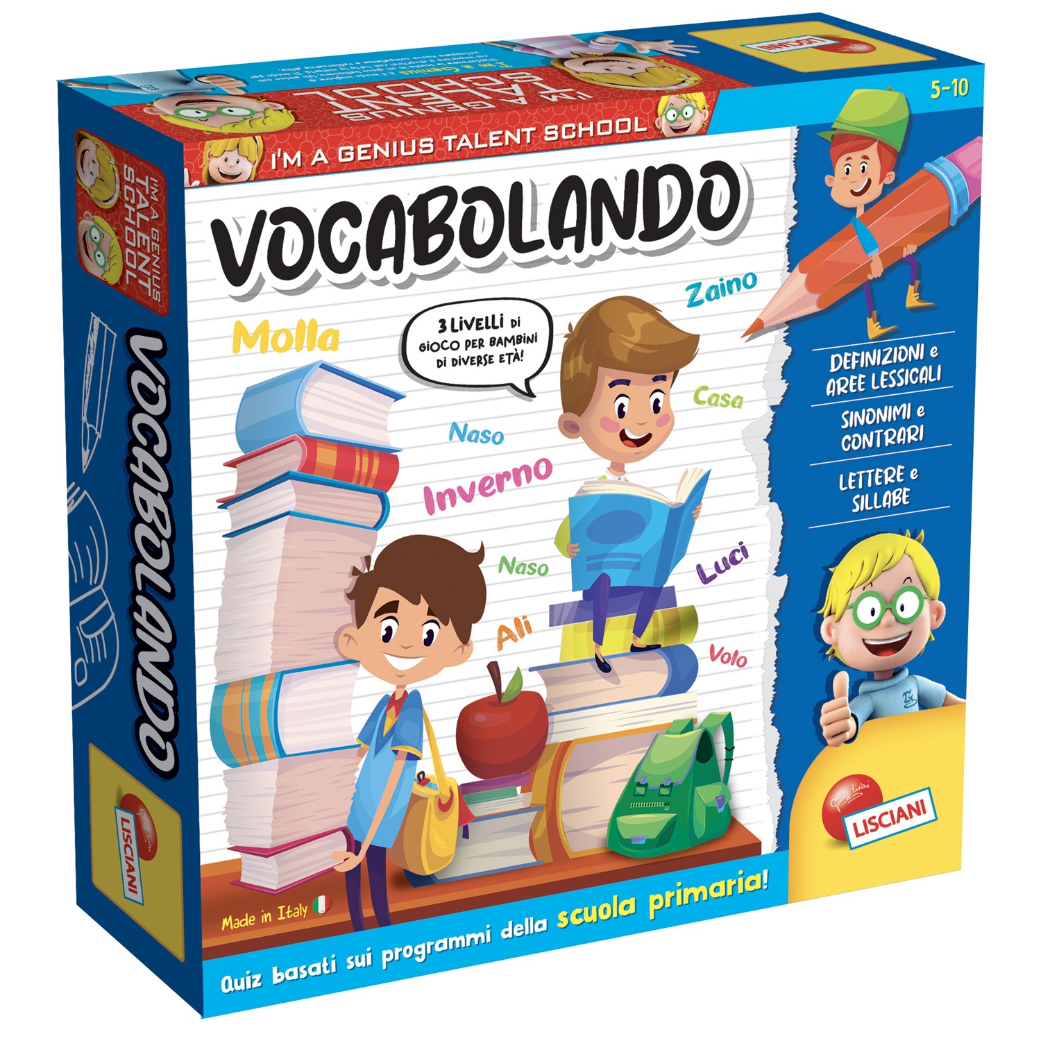 Lisciani I'm a Genius TS Vocabolando - Gioco Educativo per Bambini, 2-4 Giocatori, 3 Livelli di Difficoltà, Sviluppo del Lessico