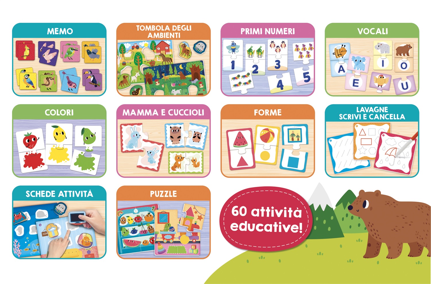 Lisciani Carotina Baby - Gioco Educativo con 60 Giochi per Sviluppare Competenze, Età 2 , Include Puzzle, Tombola, Memo e Associazioni Logiche