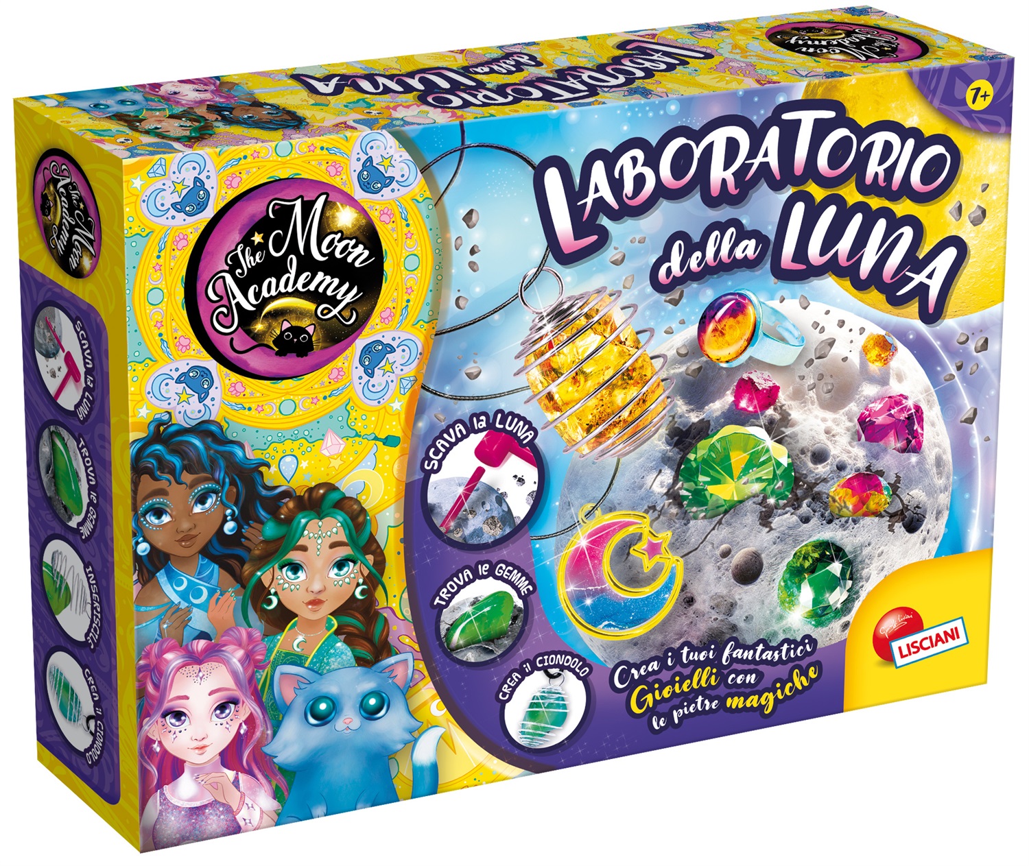 Lisciani The Moon Academy - My Moon Lab: Scava la Luna, Scopri Gemme Brillanti e Crea Ciondoli Magici